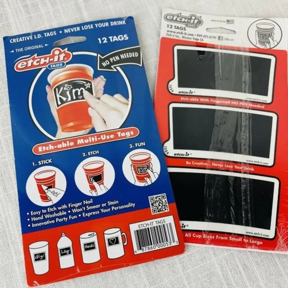 Etch-it‎ Party Cup Tags 2 packages of 12 Multi-Use